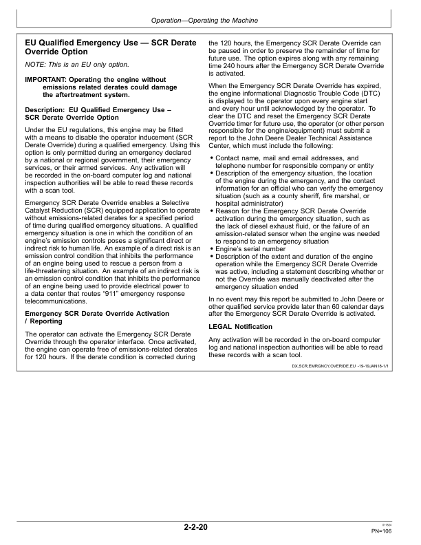 John Deere 320 P Backhoe Loaders Operator’s Manuals (OMT497122X019) Workshop Guide