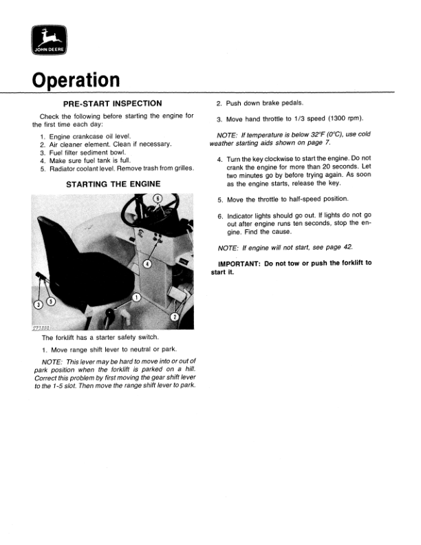 John Deere 480B Forklifts Operator’s Manuals (OMT69917) Workshop Guide