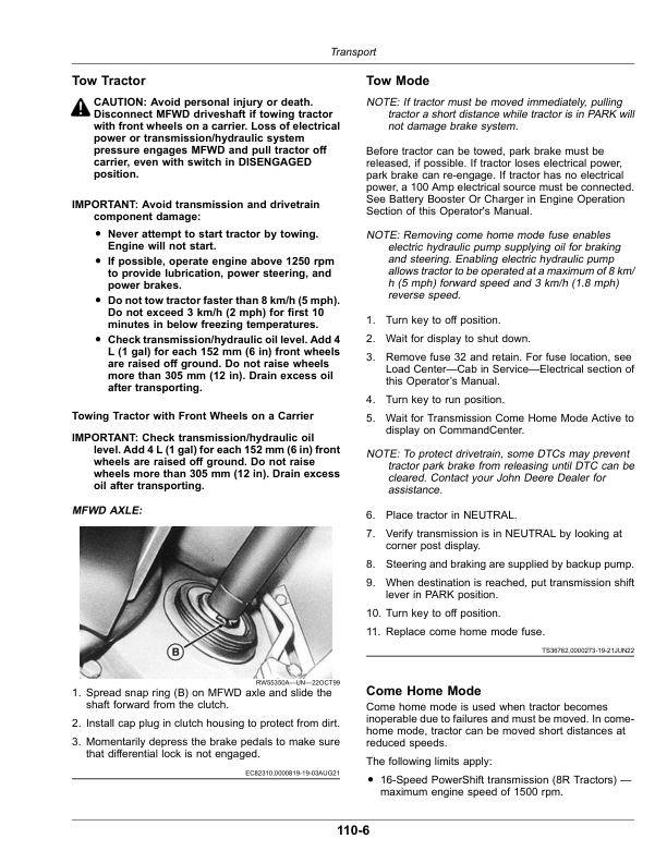 John Deere 8RX Tractors (808001-) H3 (North American) Operator’s Manual (OMTA30627) Workshop Guide