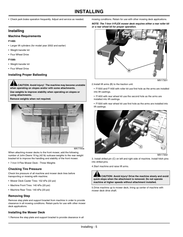 John Deere V-Flex Deck 7-Iron (010001-) Operator’s Manual (OMTCU16057) Workshop Guide