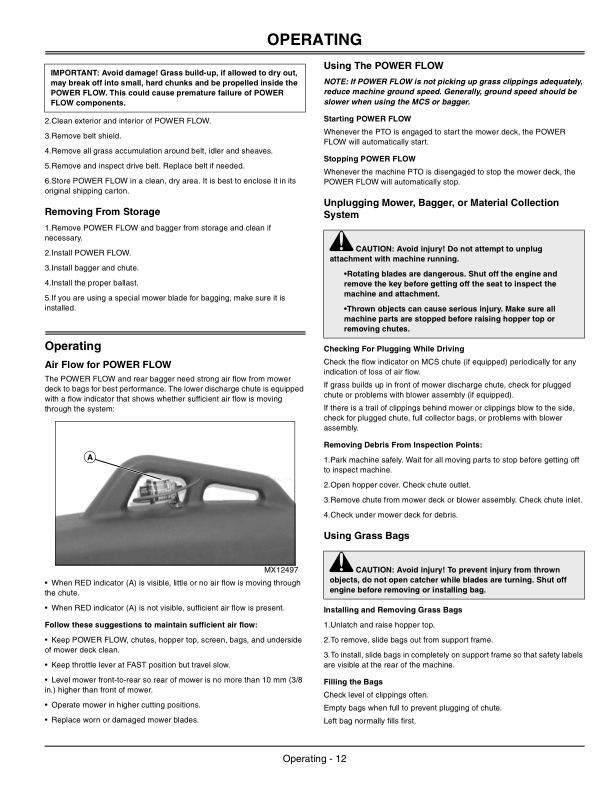 John Deere 8 Bushel Rear Bagger, Powerflow (010001-) Operator’s Manual (OMTCU20519) Workshop Guide