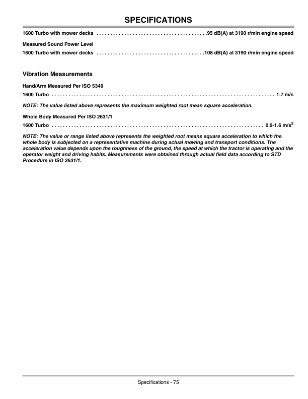 John Deere 1600 Wide Area Turbo Mowers Export Edition (040001-050000) Operator’s Manual (OMTCU20675) Workshop Guide