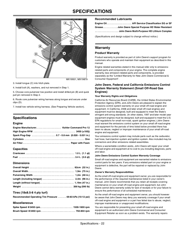 John Deere CP48 Core Pulverizer (010001-) Operator’s Manual (OMTCU22661) Workshop Guide