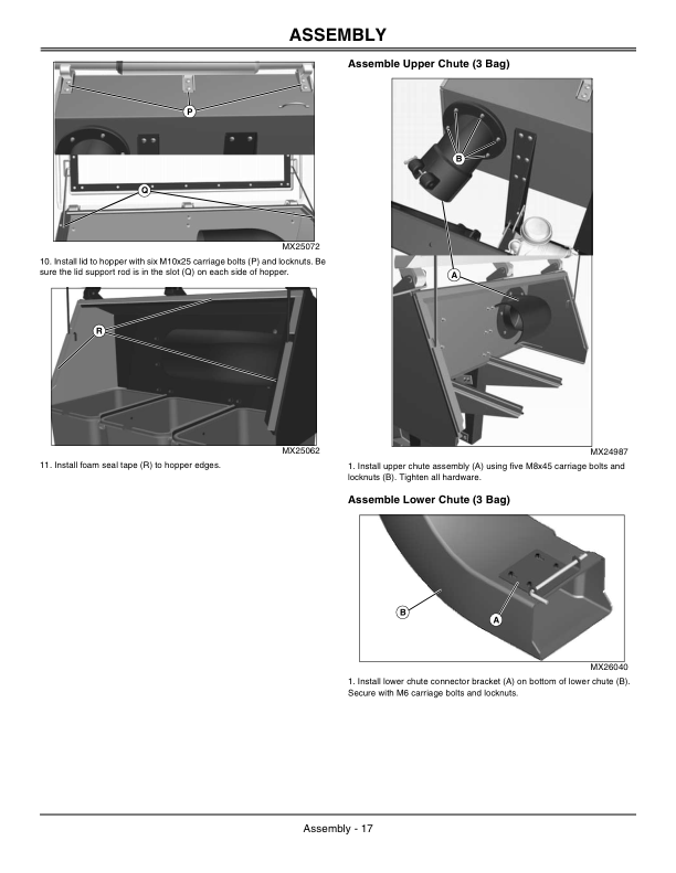 John Deere Blower, Rear Bagger 2, 3 Bag Material Collection System (North America) (010001-) Operator’s Manual (OMTCU24344E) Workshop Guide