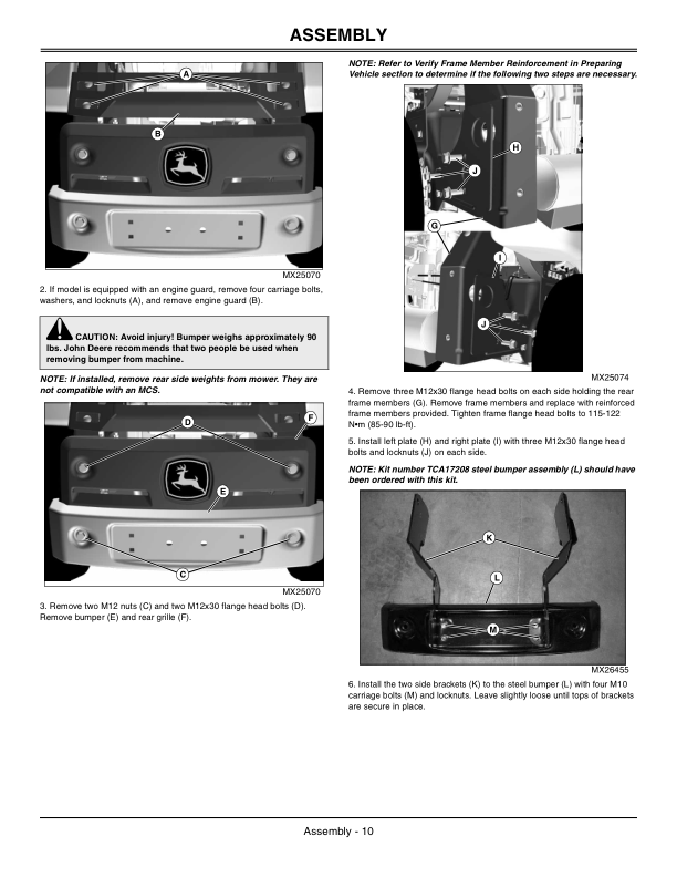 John Deere Blower, Rear Bagger 2, 3 Bag Material Collection System (North America) (010001-) Operator’s Manual (OMTCU25046E) Workshop Guide