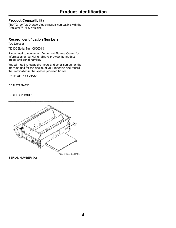 John Deere TC100 Top Dresser (050001-) Operator’s Manual (OMTCU28191) Workshop Guide
