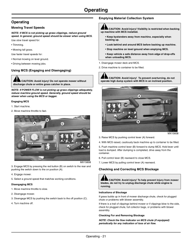 John Deere 600L High Dump Material Collection System (150001-) Operator’s Manual (OMTCU31162) Workshop Guide