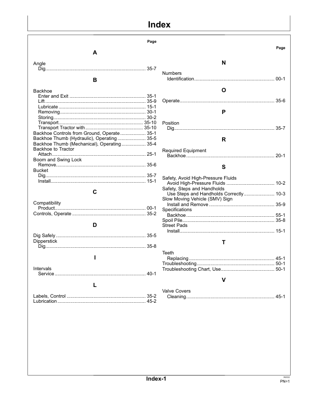 John Deere 370B Backhoe (North American Version) Operator’s Manual (OMTR126999) Workshop Guide