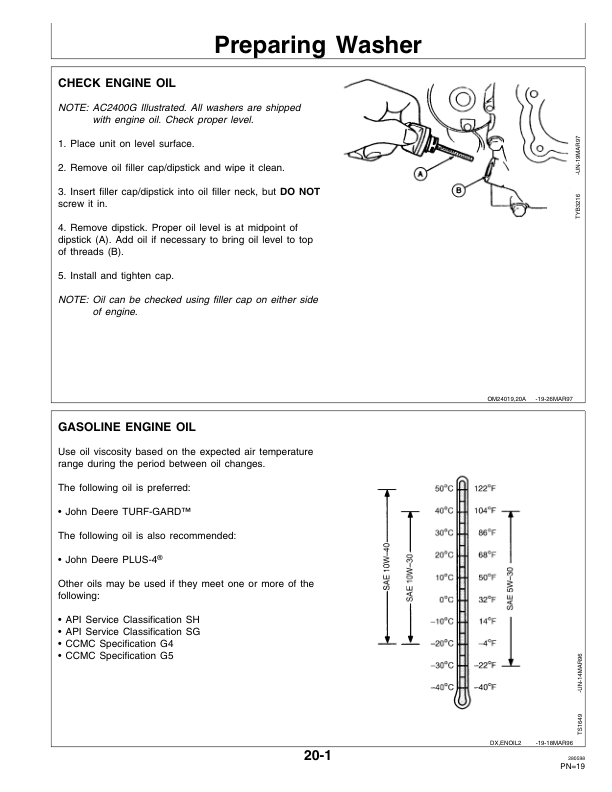 John Deere AC2400G, AC2500G, AC2700G & AC3300G High-Pressure Washers Operator’s Manual (OMTY24019) Workshop Guide