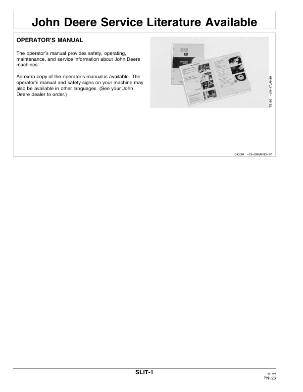 John Deere SW07350 Hay Tester Baler Mounted Low Moisture Range Operator’s Manual (OMTY27497) Workshop Guide