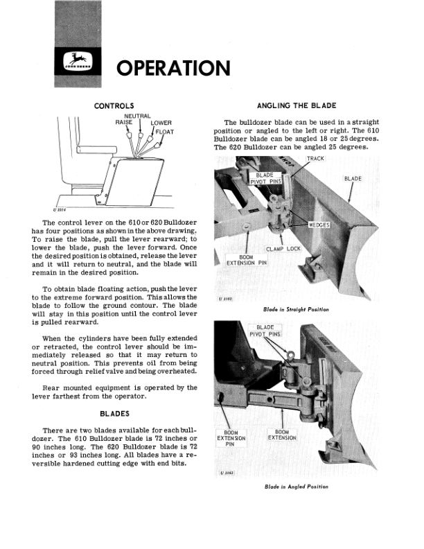 John Deere 620, 610 Crawlers Operator’s Manuals (OMU15831) Workshop Guide