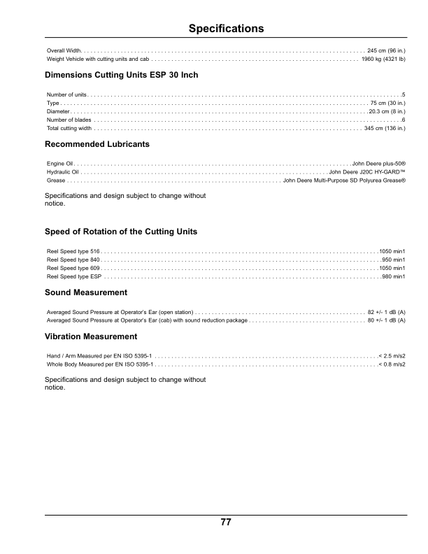 John Deere 1905 Large Reel MowerExport Edition (260001-) Operator’s Manual (OMUC10331) Workshop Guide