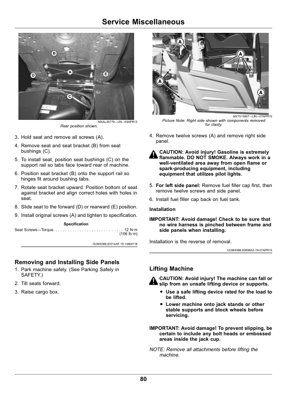 John Deere RSX860E & RSX860M Gator Utility Vehicles Operator’s Manual (OMUC17119) Workshop Guide