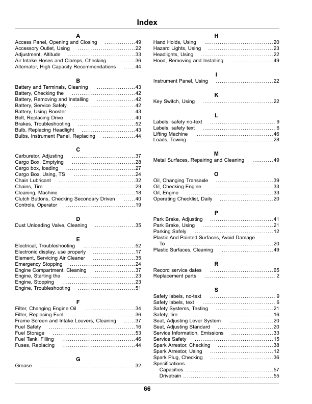 John Deere TS Gator Utility Vehicles Operator’s Manual (OMUC20366) Workshop Guide