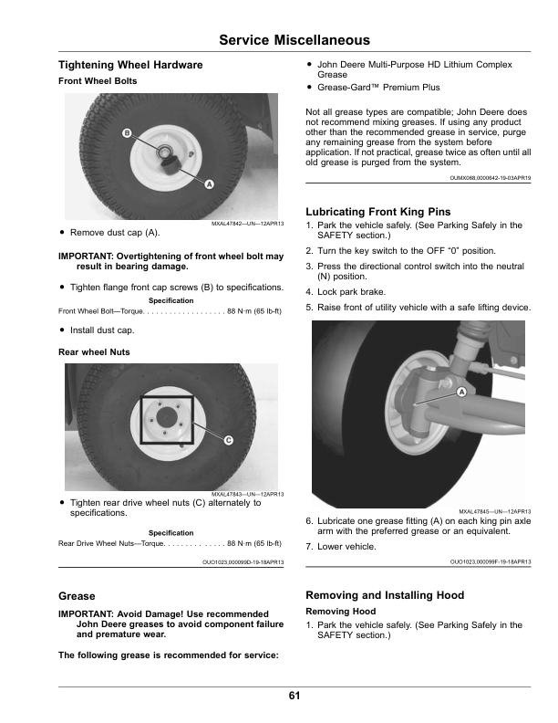 John Deere TE Gator Utility Vehicles Operator’s Manual (OMUC21274) Workshop Guide