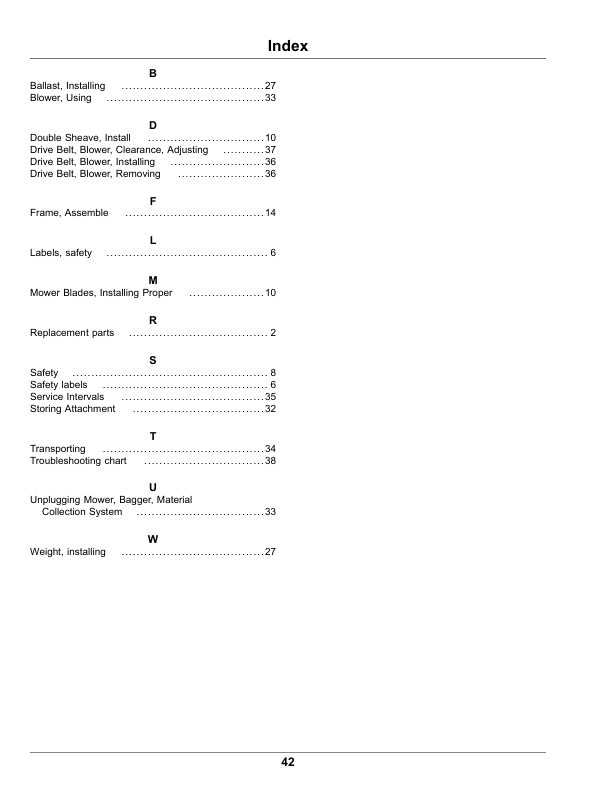 John Deere Material Collection System 9.6 Bushel, Dump from Seat (010001-) Operator’s Manual (OMUC22470E) Workshop Guide