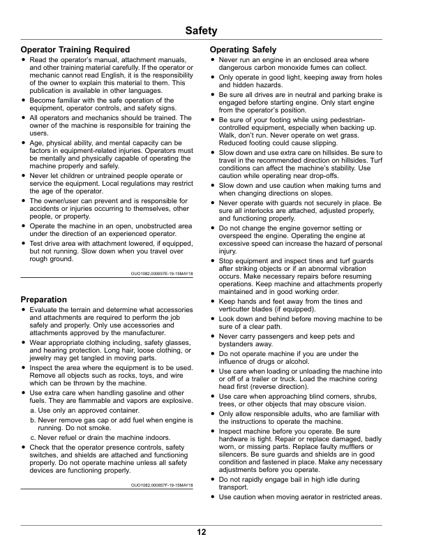 John Deere 800 Aercore Aerator Operator’s Manual (OMUC25080) Workshop Guide