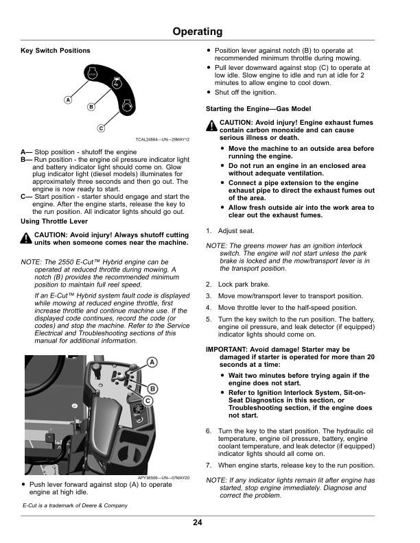 John Deere PrecisionCut 2400, 2550, E-Cut Hybrid 2550 Triplex Mowers (040001-) (Export Edition) Operator’s Manual (OMUC30038) Workshop Guide