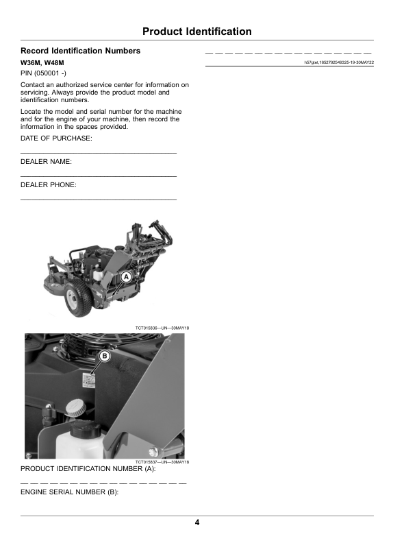 John Deere W36M, W48M Commercial Walk Behind Mower (Serial Number 050001-) (North American) Operator’s Manual (OMUC32631E) Workshop Guide