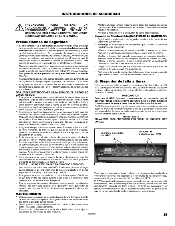 John Deere DP6000 Generator (UT03849) Operator’s Manual (OMVP10028) Workshop Guide