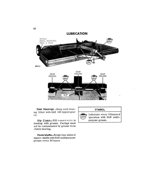 John Deere 707 Gyramor Rotary Cutter Series 002 & up w/adjustable wheel tread that sets to 120-Inch (wheels inside) or 140-Inch (wheels outside) Operator’s Manual (OMW15763) Workshop Guide