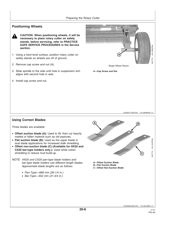 John Deere HX15, HX20, CX15 & CX20 Flex-Wing Rotary Cutters Operator’s Manual (OMW51060) Workshop Guide