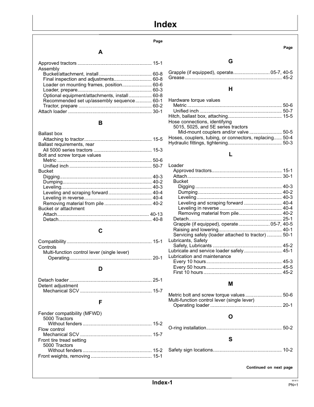 John Deere 562 Loader Operator’s Manual (OMW57098) Workshop Guide