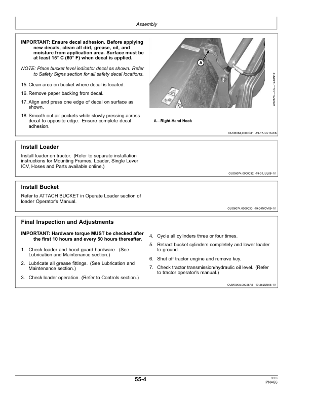 John Deere D160 Loader Export Edition Operator’s Manual (OMW57726) Workshop Guide