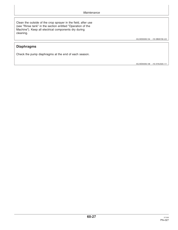 John Deere 824, 832 & 840 Trailed Crop Sprayers with EL-4 Control Unit Operator’s Manual (OMWZ82401) Workshop Guide