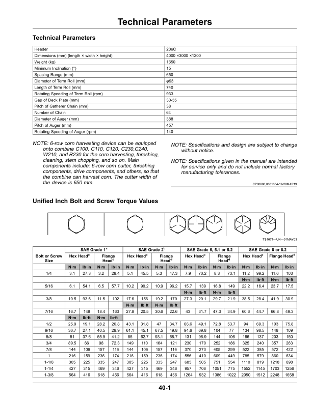 John Deere 206C Corn Header Operator’s Manual (OMYC20489) Workshop Guide