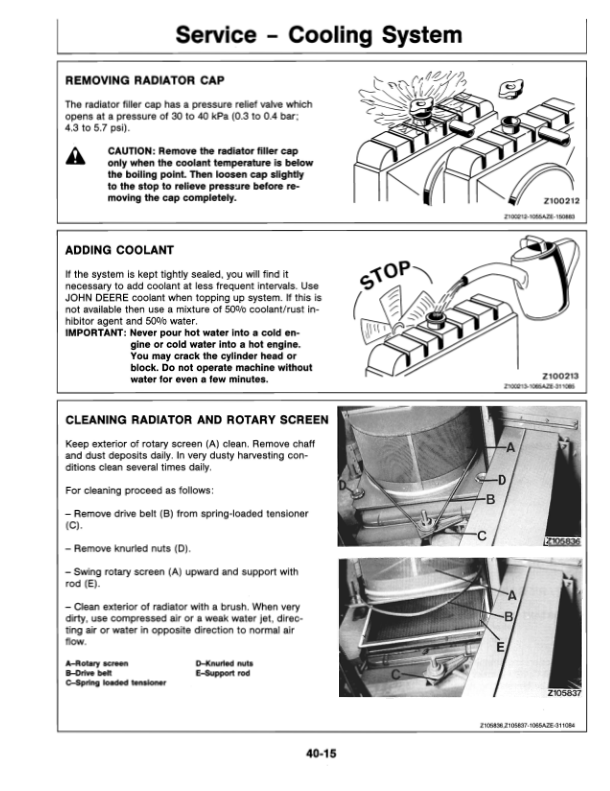 John Deere 1065, 1072, 1075, 1075 Hydro / 4, 1085 & 1085 Hydro / 4 Combines Operator’s Manual (OMZ91737) Workshop Guide