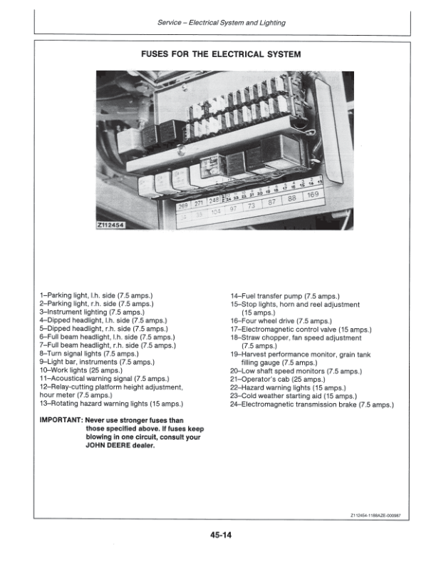 John Deere 1166, 1174, 1177, 1177 Hydro/4, 1188 & 1188 Hydro/4 Combines Operator’s Manual (OMZ91870) Workshop Guide