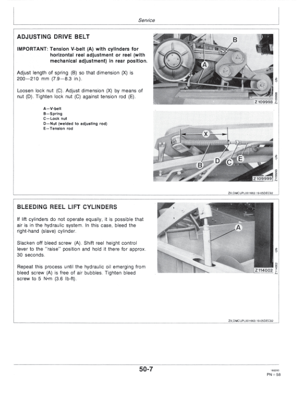 John Deere 800 Series Cutting Platforms for Z Series Combines Operator’s Manual (OMZ92190) Workshop Guide