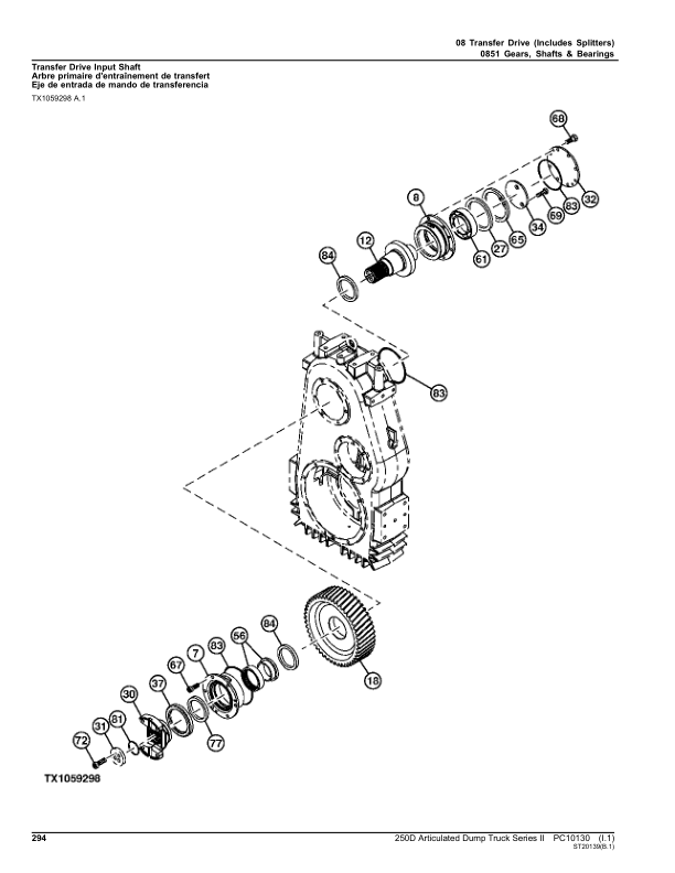 John Deere 250D Articulated Dump Trucks (SN 626761 – 642000) Parts Catalog Manual – PC10130 Workshop Guide