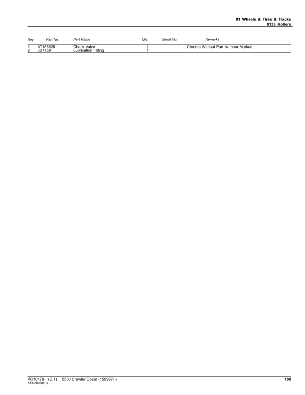 John Deere 550J Crawler Dozers (SN 159987-) Parts Catalog Manual – PC10179 Workshop Guide