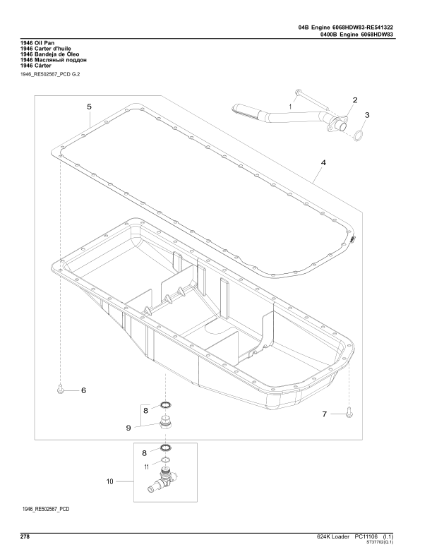 John Deere 624K Loaders (SN 642635 – 658064-) Parts Catalog Manual – PC11106 Workshop Guide