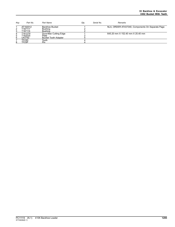 John Deere 410K Backhoes (SN C219607-277405 & D219607-277405) Parts Catalog Manual – PC11119 Workshop Guide