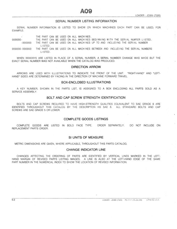 John Deere 7320 Attachments (7320 Loader Attachment only (Manufactured 1965-1973) Parts Catalog Manual Workshop Guide