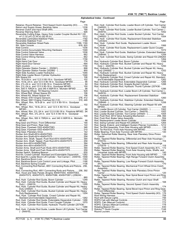 John Deere 410K TC TMC Backhoes (SN E219607-268557) Parts Catalog Manual – PC11120 Workshop Guide