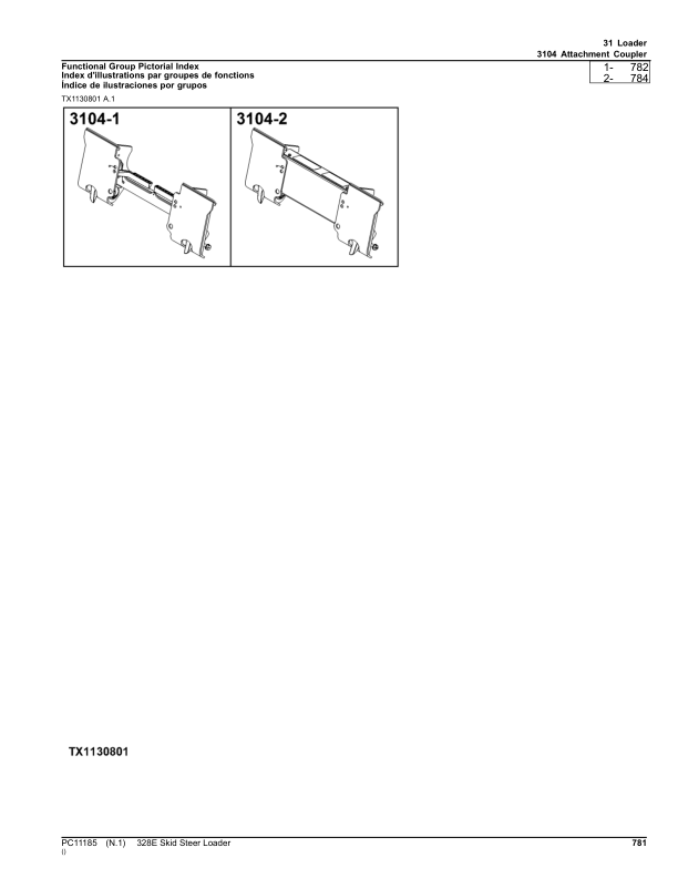 John Deere 328E Skid Steers (SN 1T0328E_ E236673-) Parts Catalog Manual – PC11185 Workshop Guide