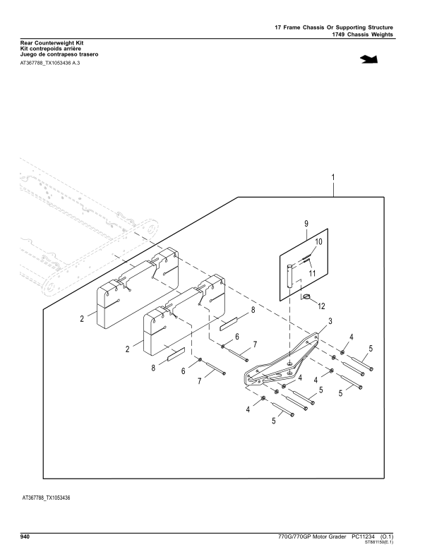 John Deere 770G, 770GP Motor Graders (SN F656526-678817) Parts Catalog Manual – PC11234 Workshop Guide