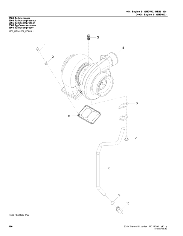 John Deere 824K Series II Loaders (SN C664100- & D664100-) Parts Catalog Manual – PC11291 Workshop Guide