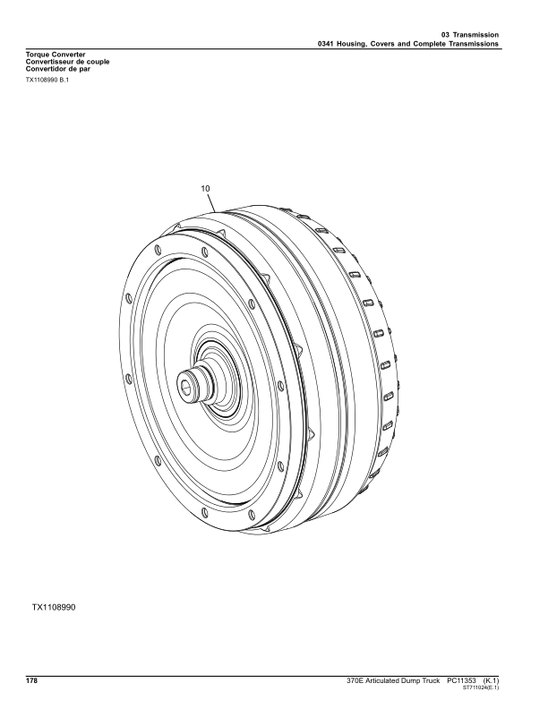 John Deere 370E Articulated Dump Trucks (SN F668588-708124) Parts Catalog Manual – PC11353 Workshop Guide