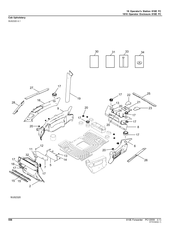 John Deere 810E T3 FFC Forwarders (SN 002503 – 002884) Parts Catalog Manual – PC12559 Workshop Guide