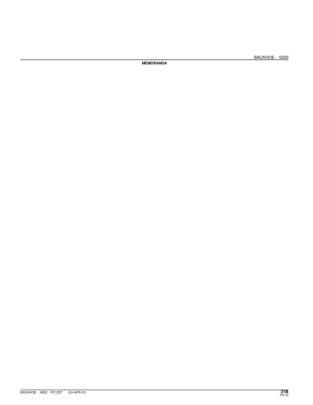 John Deere 9305 Attachments (9305 BACKHOE (MANUFACTURED 1973- ) Parts Catalog Manual Workshop Guide