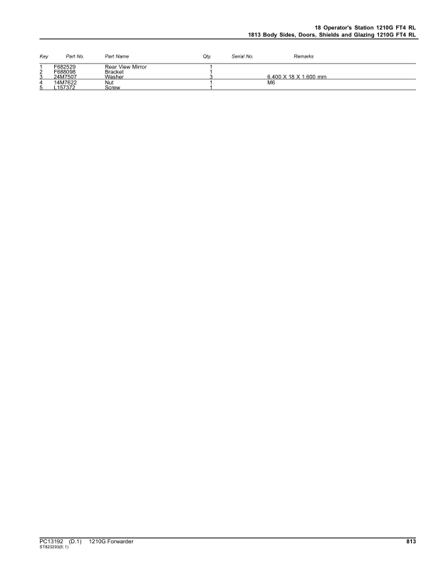 John Deere 1210G FT4 RL Forwarders (SN F002101-002413) Parts Catalog Manual – PC13192 Workshop Guide