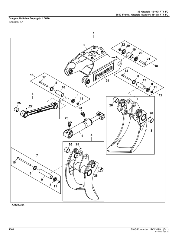 John Deere 1510G FT4 FFC Forwarders (SN F003601-004010) Parts Catalog Manual – PC13199 Workshop Guide