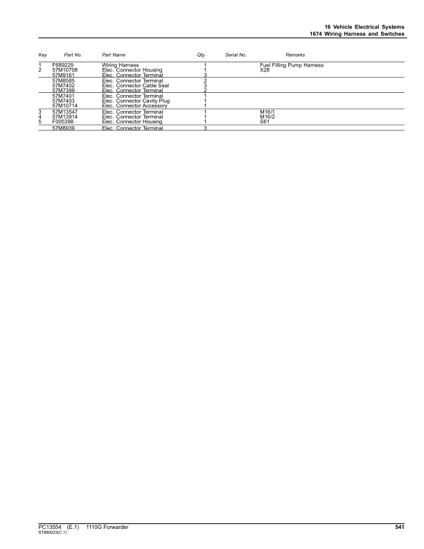 John Deere 1110G FT4 RL Forwarders (SN L004403-004458) Parts Catalog Manual – PC13554 Workshop Guide