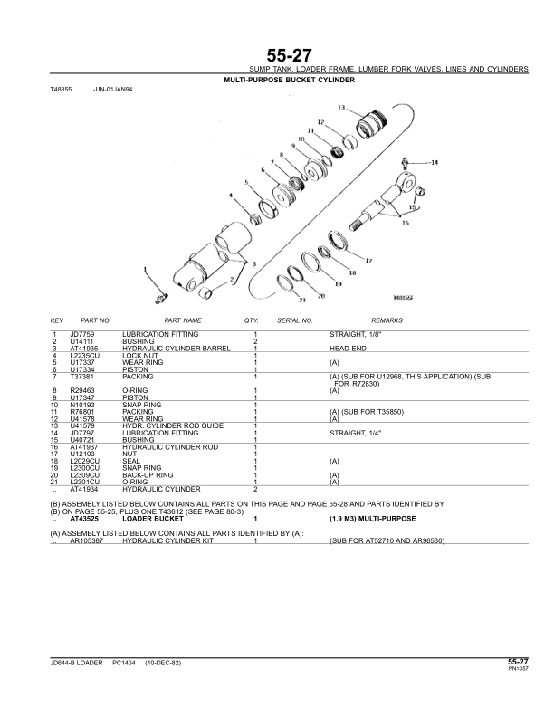 John Deere 644B Loaders Parts Catalog Manual – PC1404 Workshop Guide