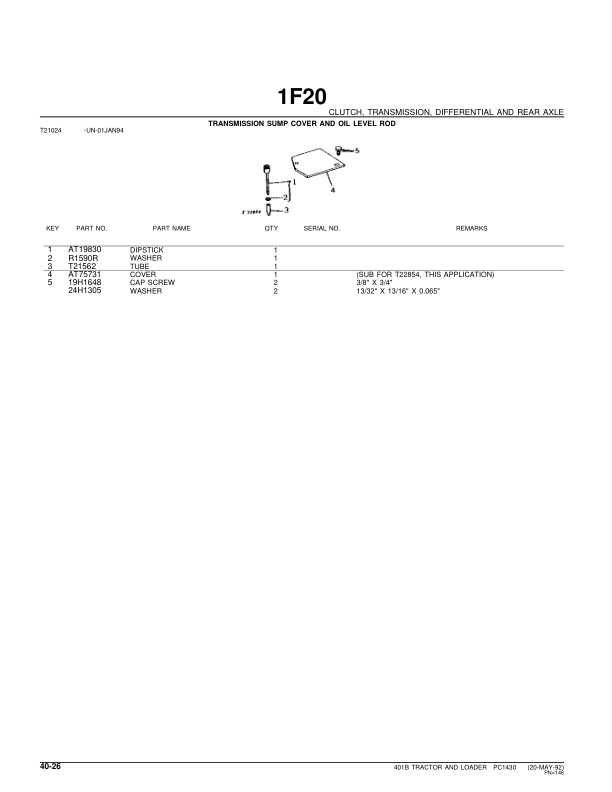 John Deere 401B Tractors Parts Catalog Manual – PC1430 Workshop Guide